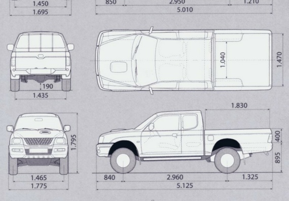 Mitsubishi L200 Pick up (2004) (Мицубиси Л200 Пикап (2004)) - чертежи (рисунки) автомобиля